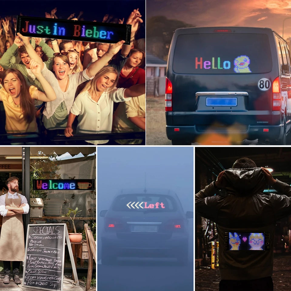Car Decor Advertising Logo Lights Outdoor LED Matrix Pixel Scrolling Screen DIY Customize Patterns,Animations,Text Warning Light