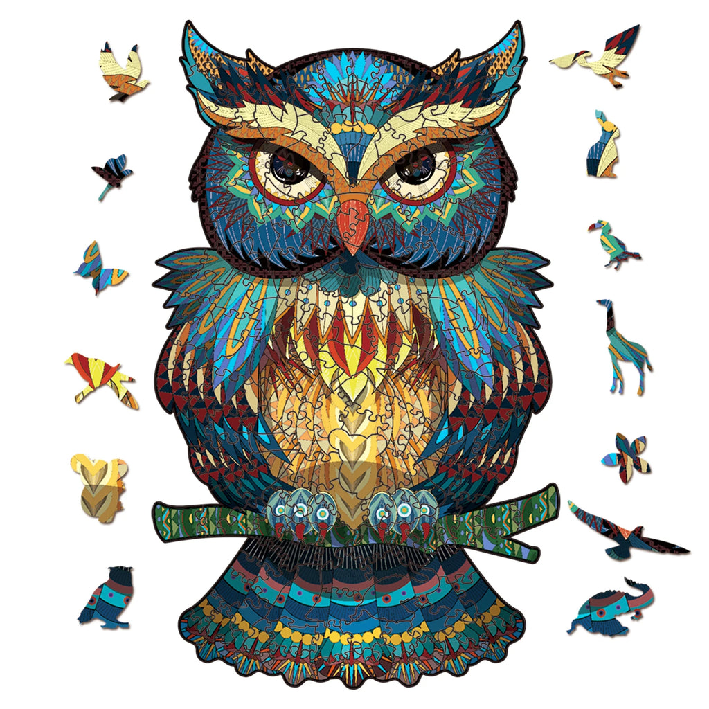 Cool Owl Wood Jigsaw Puzzle Animal Funny Wooden Puzzles Adults High End Montessori Educational Toys Children Board Game Gift