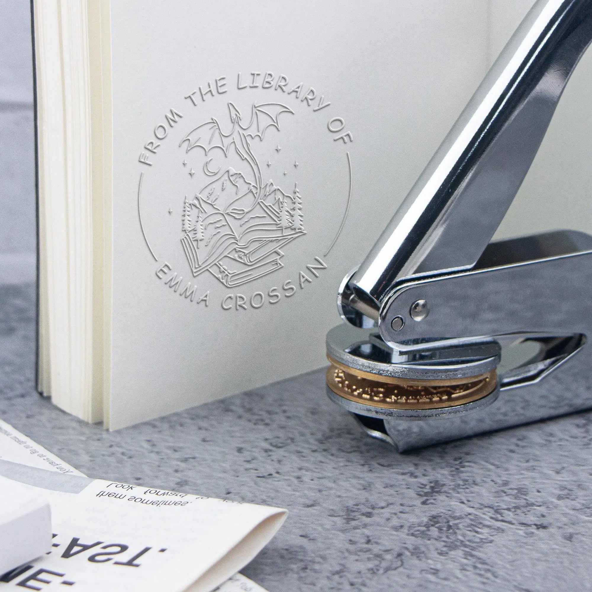 Embosser Stamp Customized Private Logo Customization Library Book Invitation Wedding Embossing Stamp Company Paper Leather Seals