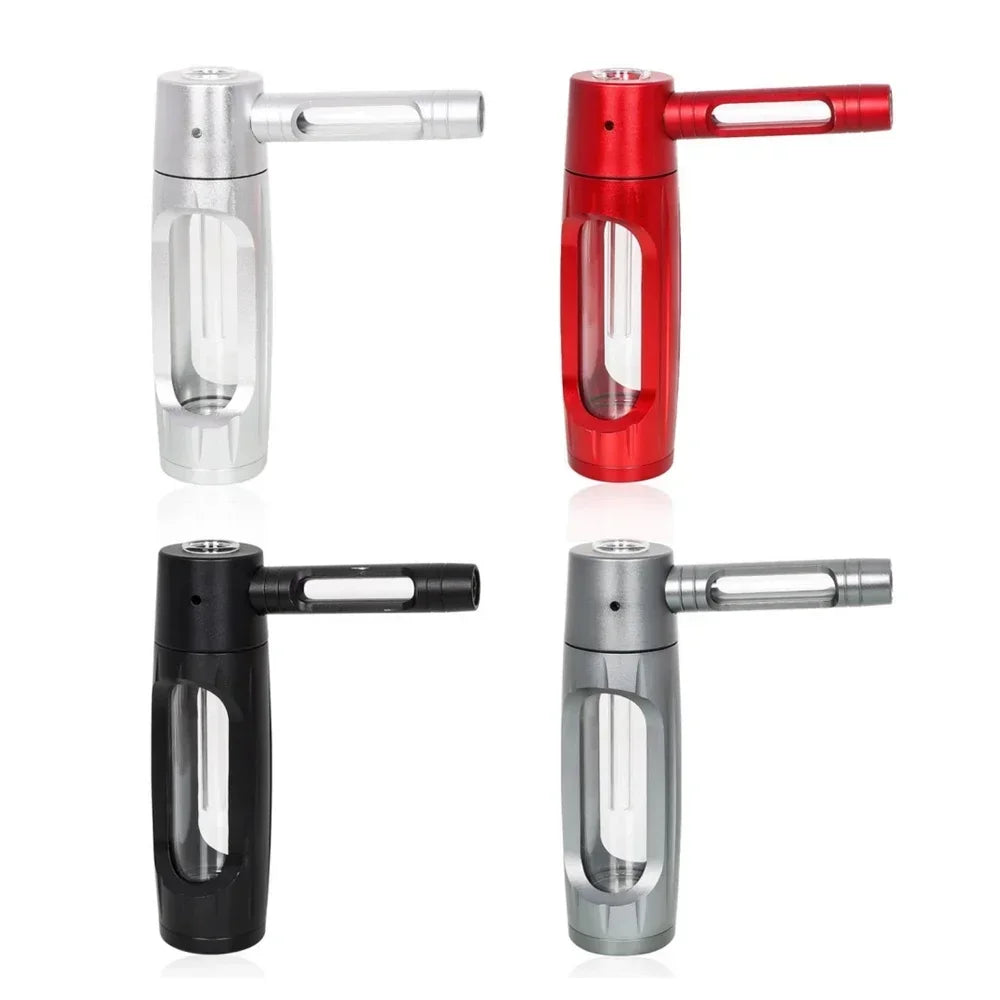 Portable Metal Smoking Pipe with 155mm Glass Bowls Dry Burning Grass Tobacco Pipes Hookah Shisha Pipa for Smoke Accessories