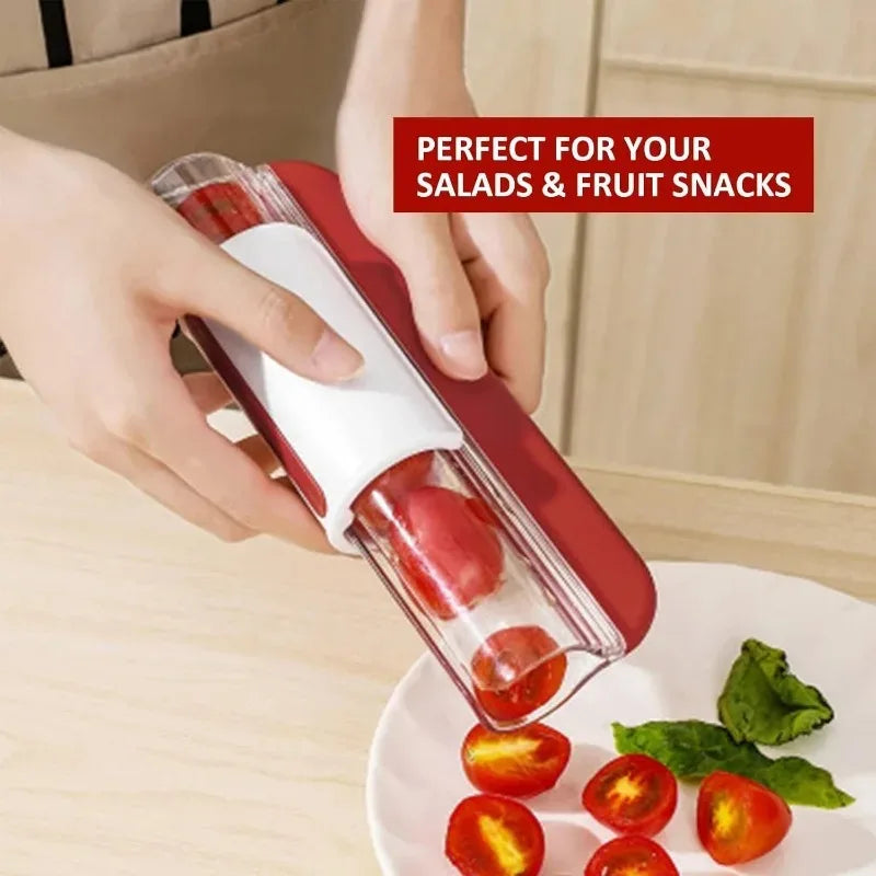 Non Stick Tomato Slicer Grape Cherry Cutter Manual Fruit Vegetable Dicer Rust Proof Blades Easy Clean Salad Prep Kitchen Gadget