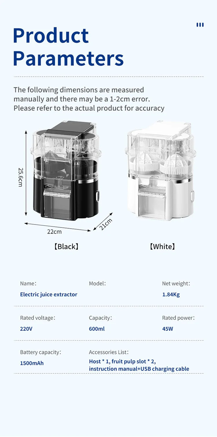 DualHead Electric Orange Juicer Squeezer Citrus Juicer Machines with Power Cord Cleaning Brush for Home Kitchen