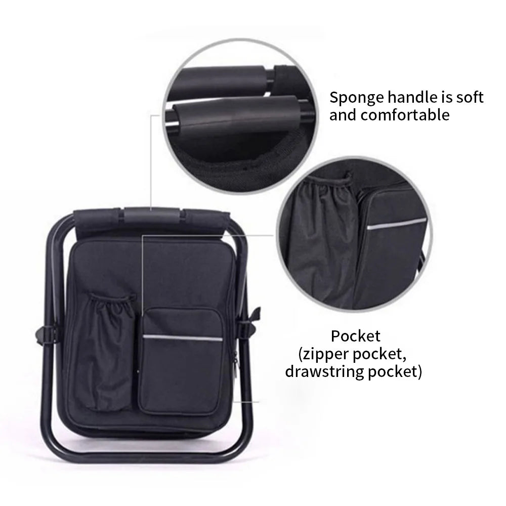 Portable Ice Chair Cooling Seat Ice Stool  Foldable Insulated Ice Pack Stool with Dual-shoulder Straps Perfect for Fishing