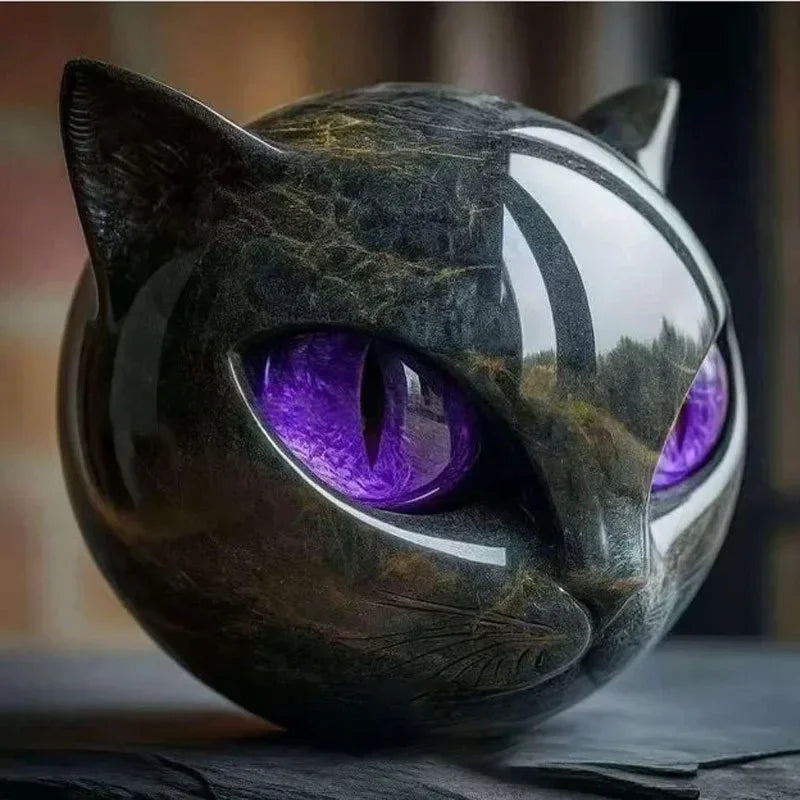 Black Cat Stone Figurine Resin Cat Head Healing Stone Marble Texture Cat Stone Keepsake Gift Home Office Desktop Decoration 2025