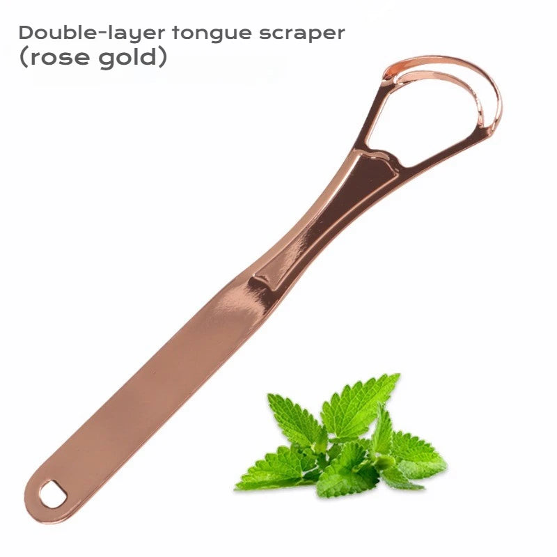 1/2/4 Pcs Reusable Stainless Steel Useful Tongue Scraper Cleaner Fresh Breath Cleaning Coated Tongue Oral Hygiene Care Tools