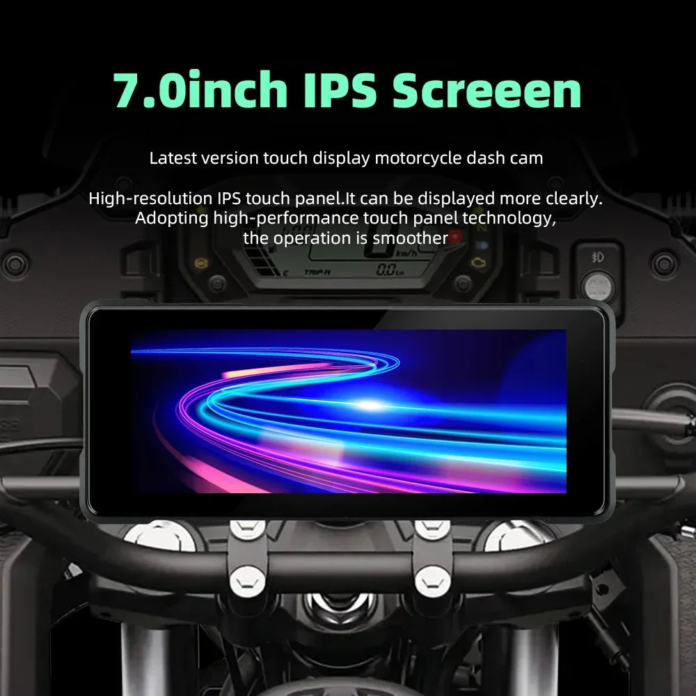 Srnubi 7 Inch Motorcycle Portable Navigation GPS Wireless Carplay Android Auto IP67 Waterproof Motorcycle Touch Screen Display