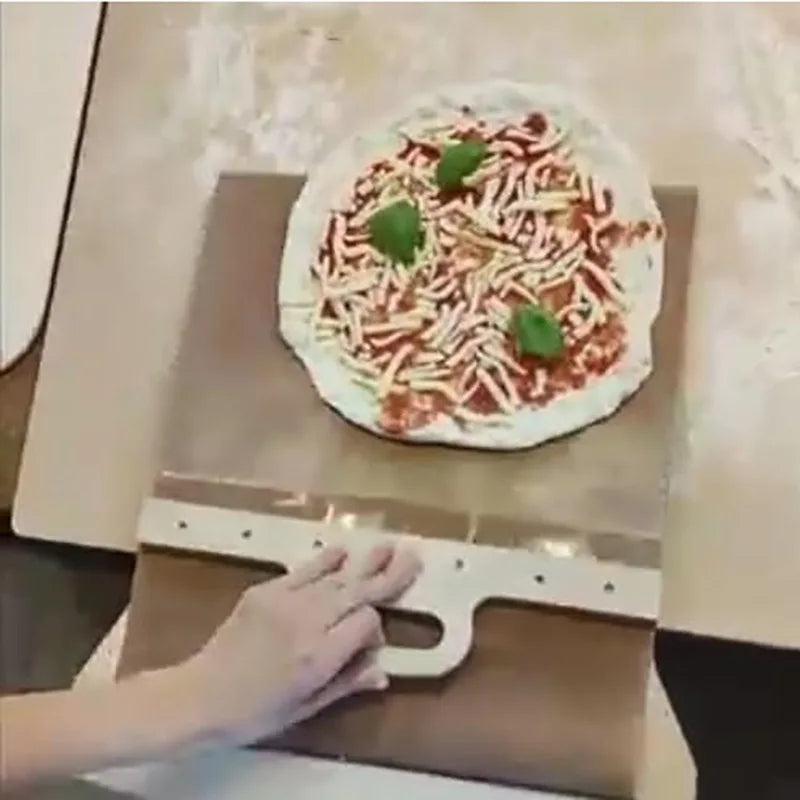 1pcs Portable Sliding Pizza Shovel Dough Tray Sliding Pizza Peel Non-Stick Spatula Paddle with High Temperature Cloth