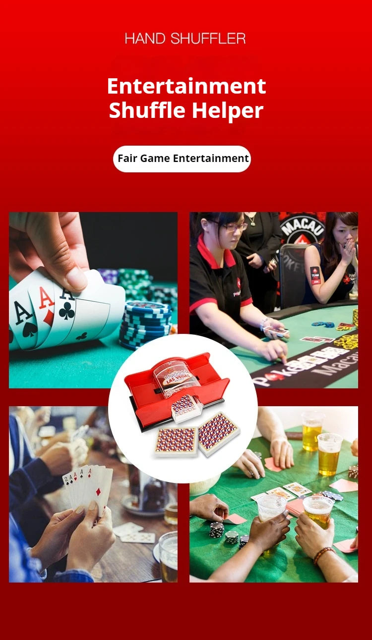 Red/Black Manual Card Shuffler 2 Deck with Hand Crank, Card Shuffler for Blackjack, UNO, Poker, Playing Card Dealer Machine