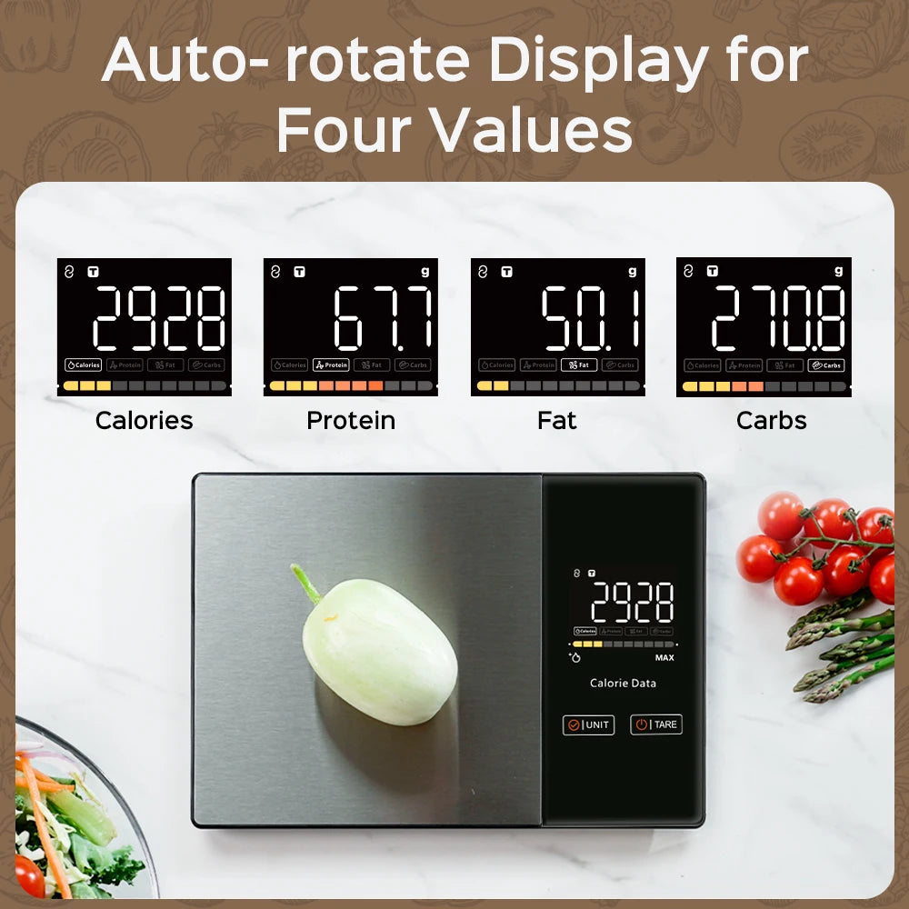 11LB / 5kg Stainless Steel Kitchen Food Scale Smart Kitchen Scale Food Calorie Nutritional Calculator Cooking Baking Scales