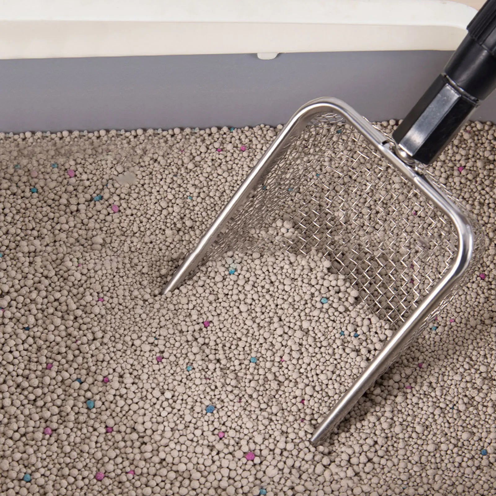 Cat Poop Shovel Stainless Steel Anti Bending Extendable Litter Sifting Shovel Anti Stick Long Handle Adjustable for Litter Box