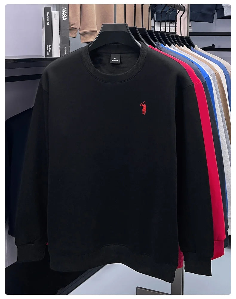 Designer brand men's round neck sportswear autumn new item thickened warm luxury pony print loose casual Paul pullover