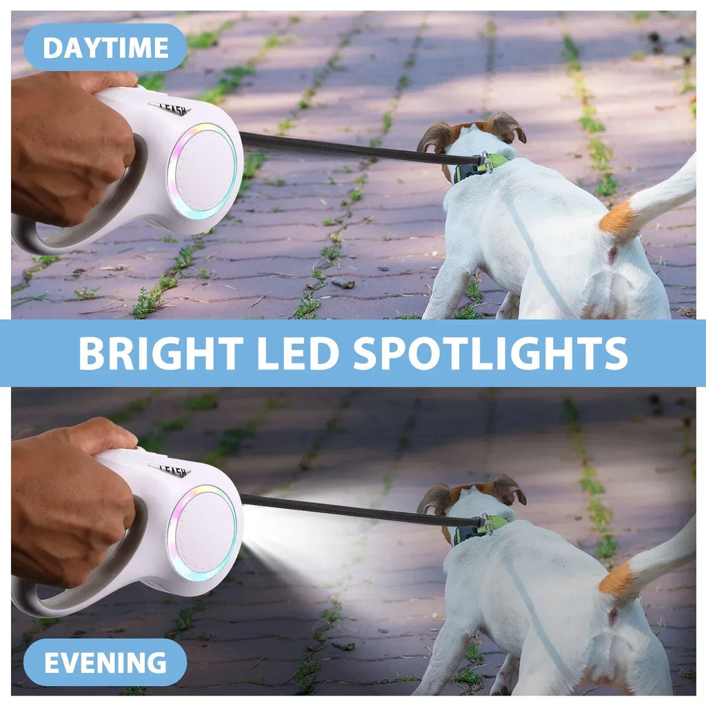 5m LED Flashlight Dog Leash Automatic Retractable Pet Luminous Straps Puppy Walking Night Outdoor Walking Non-Slip Handle