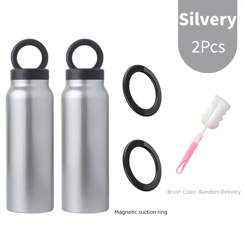 24 Oz Insulated Stainless Steel Sports Water Bottle With Straw Outdoor Insulated Water Mug With Magnetic Phone Holder Thermos