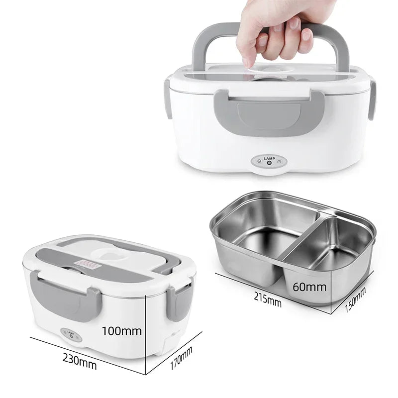 Stainless steel safe 220V electric lunch box food heating container, portable insulated lunch heater