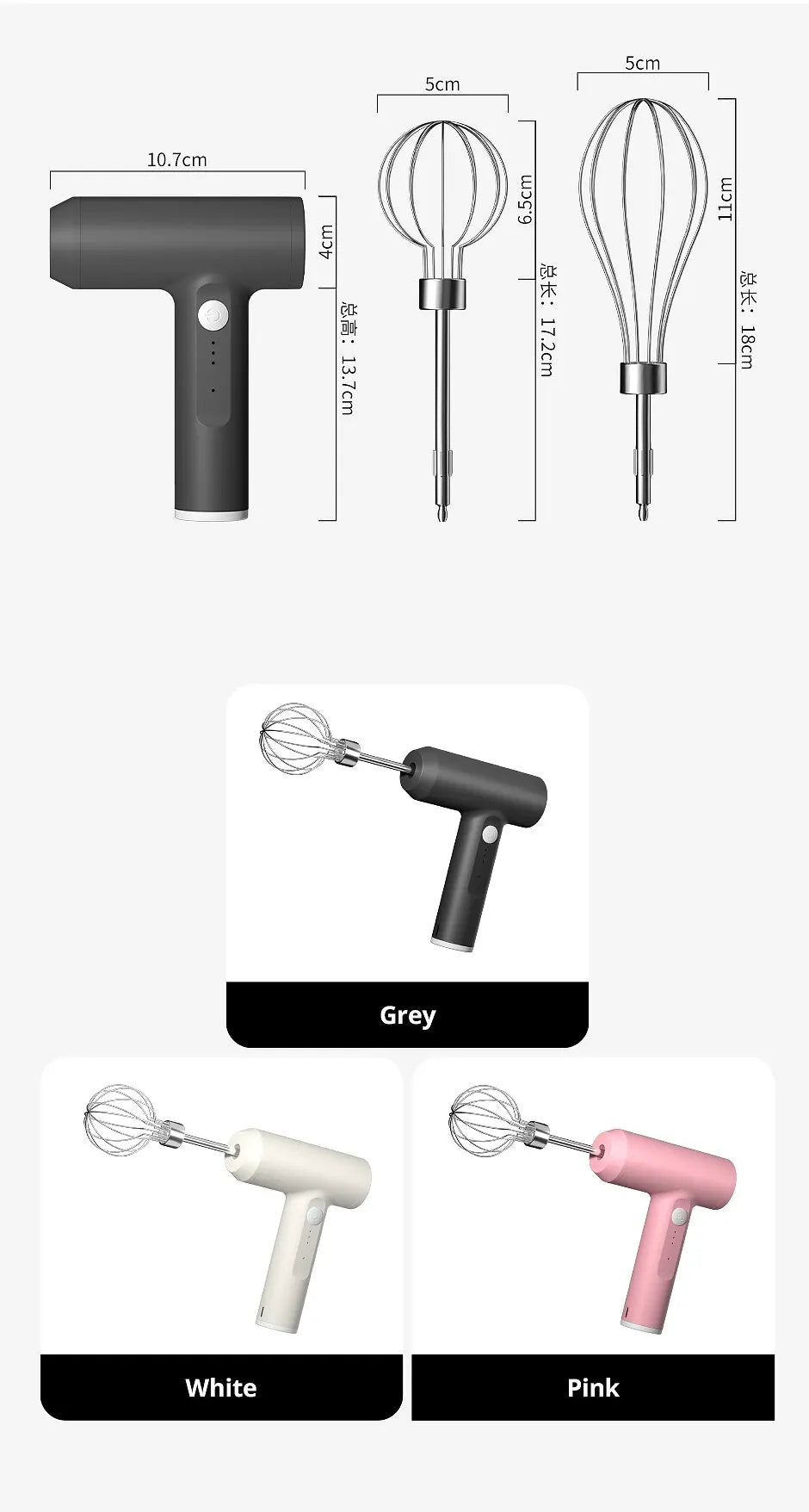Wireless Electric Food Mixer Automatic Whisk Dough 3 Speeds Egg Beater Baking Dough Cake Cream Mixer Kitchen Tools