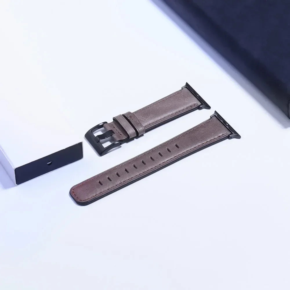 Leather Strap for Apple watch band 44mm 49/45mm 40/41 42 46mm belt Retro luxury Correas iWatch series 10 9 5 4 SE 6 7 8 ultra 2