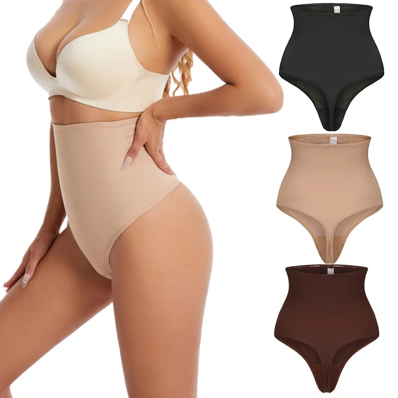 Cross-border Women's High Waist ThongT-back Tummy Control Panties with Non-slip Waistband Strong Waist Cinching and shaper