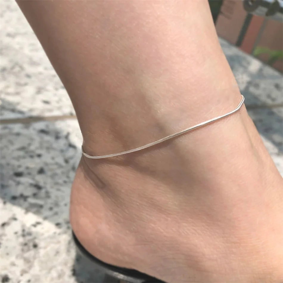 SUNIBI Stainless Steel Snake Chain Anklet for Women Summer Beach Gold Color Anklets Fashion Jewelry Dropshipping Wholesale