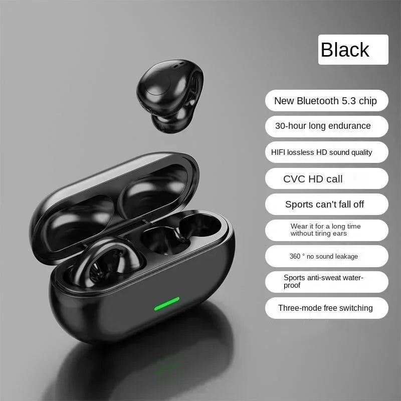 New T75 Bluetooth 5.3 Bone Conduction Earphones - Waterproof Sports Headphones with HiFi Stereo Sound