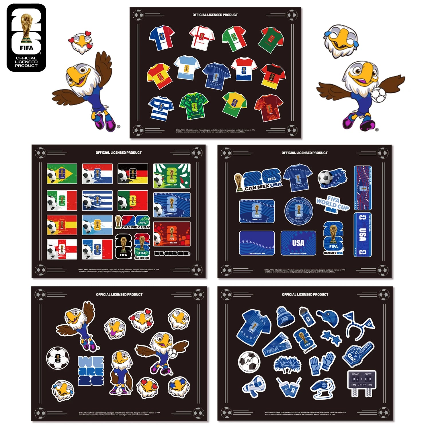 FIFA World Cup Official Authentic 2026 Soccer Stickers Football World Cup Trophy Mascot Theme Stickers,Luggage Notebook Stickers