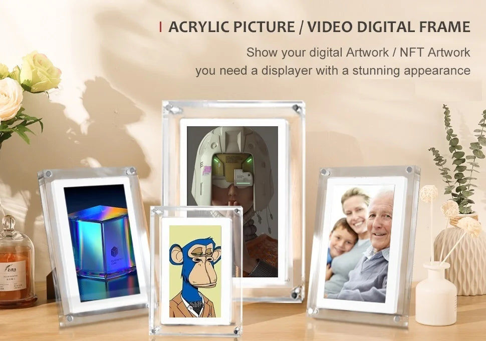 Acrylic Digital Photo Frame 5/7 Inchs 1000mAh Automatically rotate Display IPS Screen 4G Memory Battery Gravity Induction