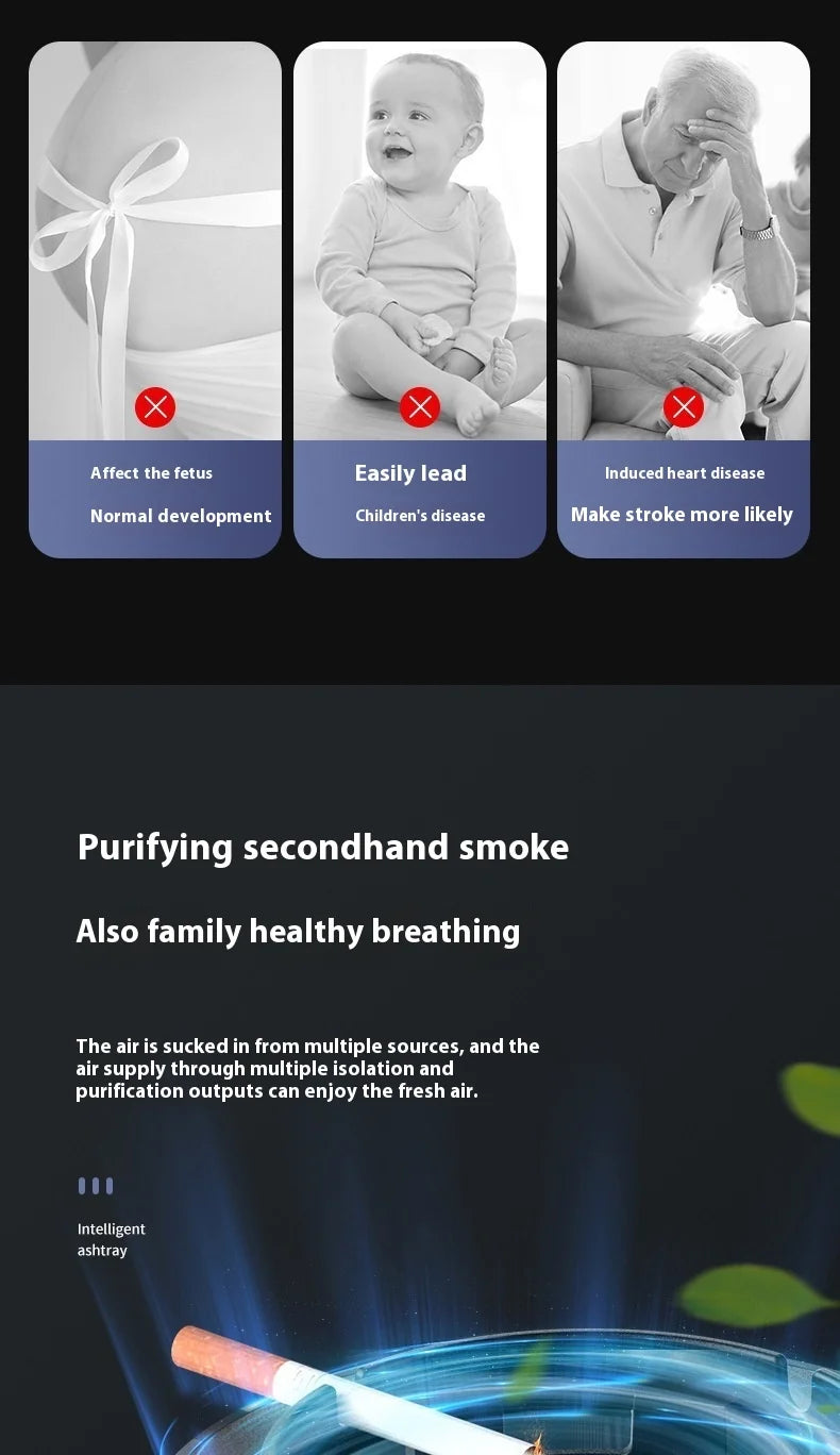 Electric 2 in 1 Multi-Functional Intelligent Ashtray Household Air Purifier Modern Function Portable Indoor Smokeless Ashtray
