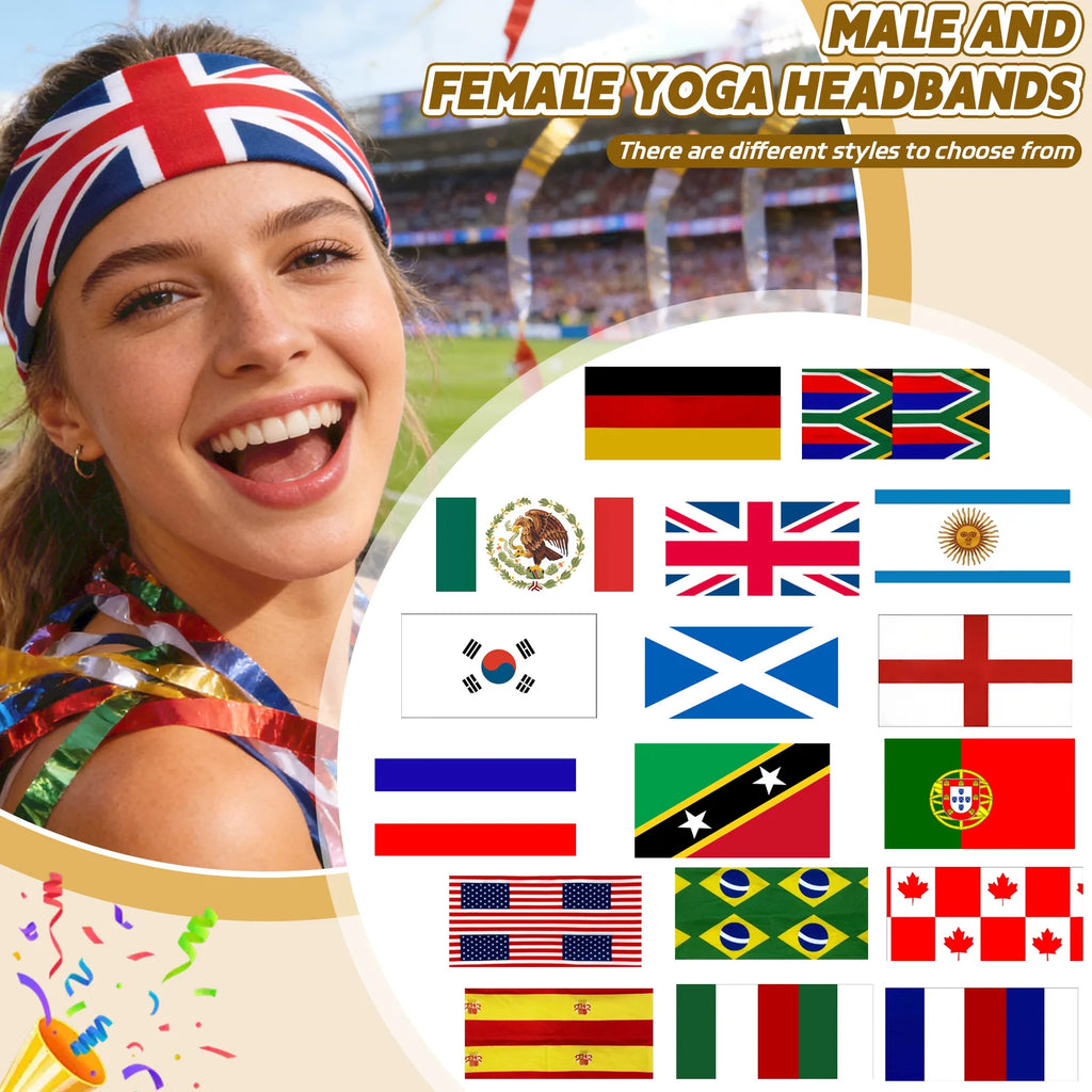 Football Headbands National Element Bandanas High Elastic Sweat-Wicking Sports Headbands Fan Support Headbands for Men Women