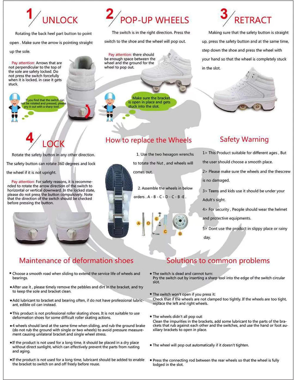 Unisex Four-Wheel Roller Skate Shoes Casual Deformation Parkour Sneakers Kids Skates Stage personalized Sport Roller Skate Shoes