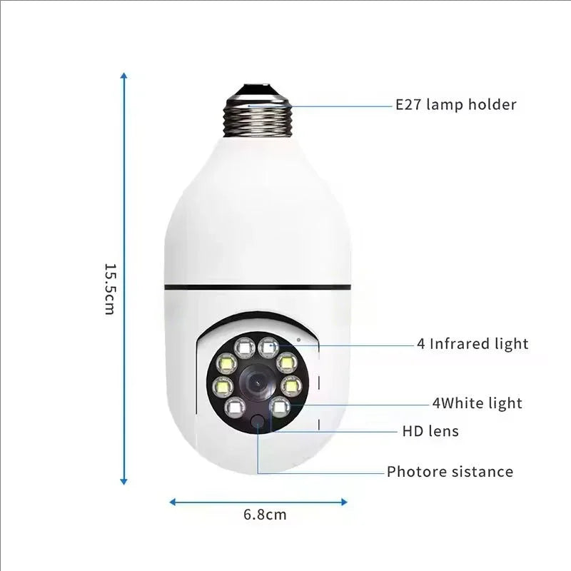 4G WiFi IP Camera E27 Bulb Cam 3MP Wireless Baby Monitor AI Tracking Security Video Surveillance Pet Cam SmartLife Indoor