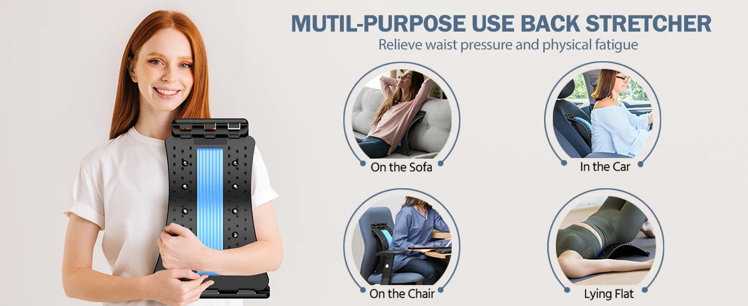 Back Stretcher for Back Pain Relief Multi-Level Back Cracker Board, Lower and Upper Back Support for Herniated Disc Fitness Yoga