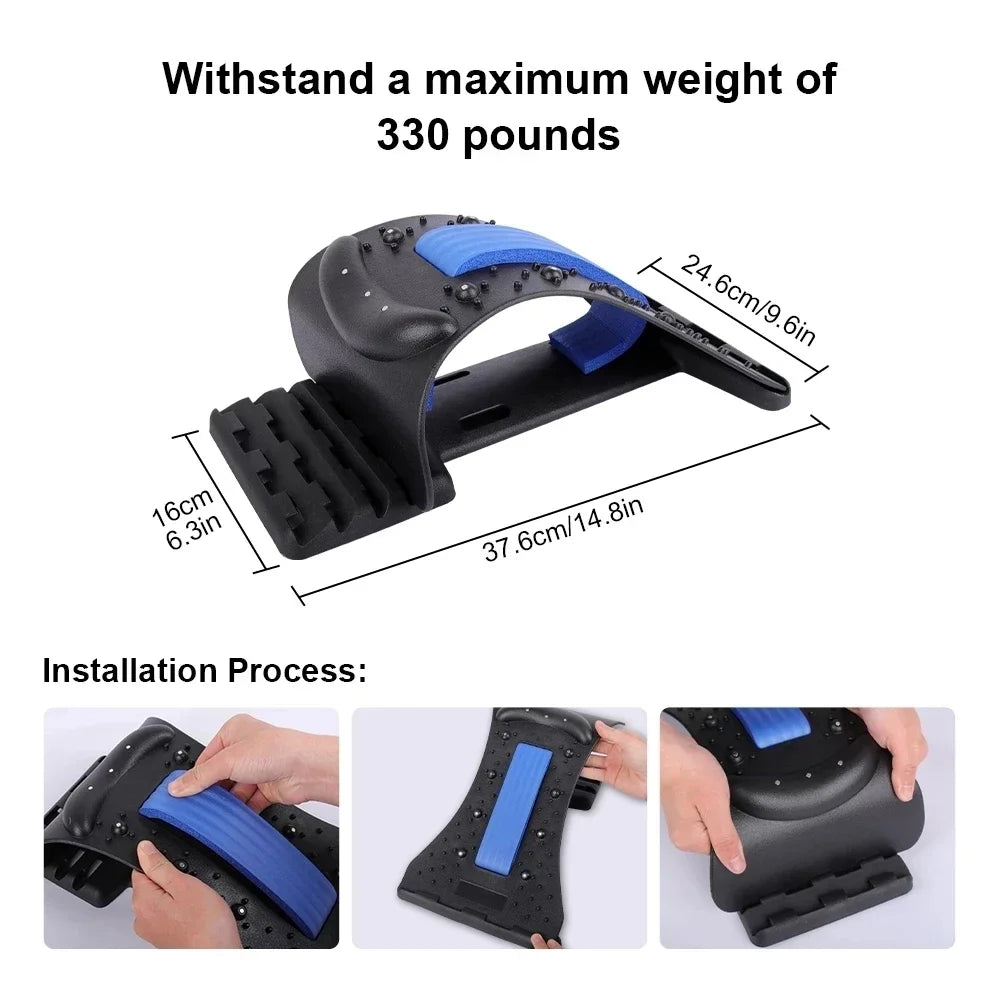 Cervical Traction Device Lower Upper Lumbar Spine Support Pillow 4-Level Adjustable Back Massager Home Use Neck Bone Stretcher