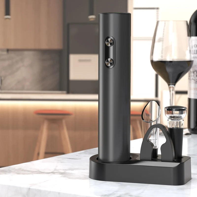 1PCS/1SET Electric Wine Opener Automatic Wine Bottle Corkscrew with Aerator Pourer & Foil Cutter for Kitchen Bar Tool Party Gift