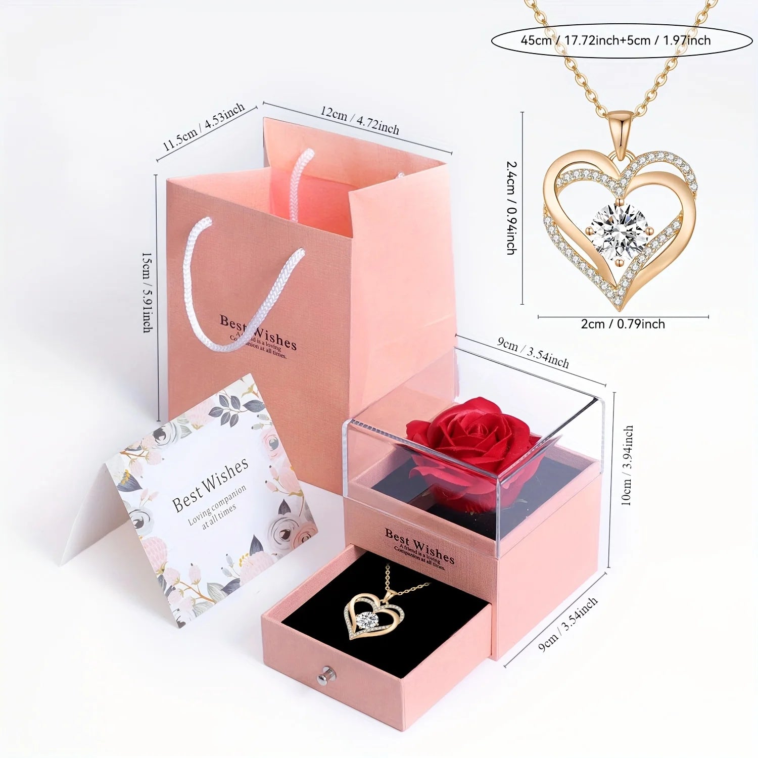 Permanent Rose Gift Box, Love Rose Multi Pendant Necklace,Women's Simple and Exquisite Jewelry,Gift for Mother,Lover,Best Friend
