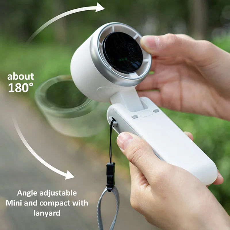 2025 New Hanging Neck Outdoor 180 Degree Folding Desktop Mini Fan Hand-held Folding High-speed Powerful Turbo Fan
