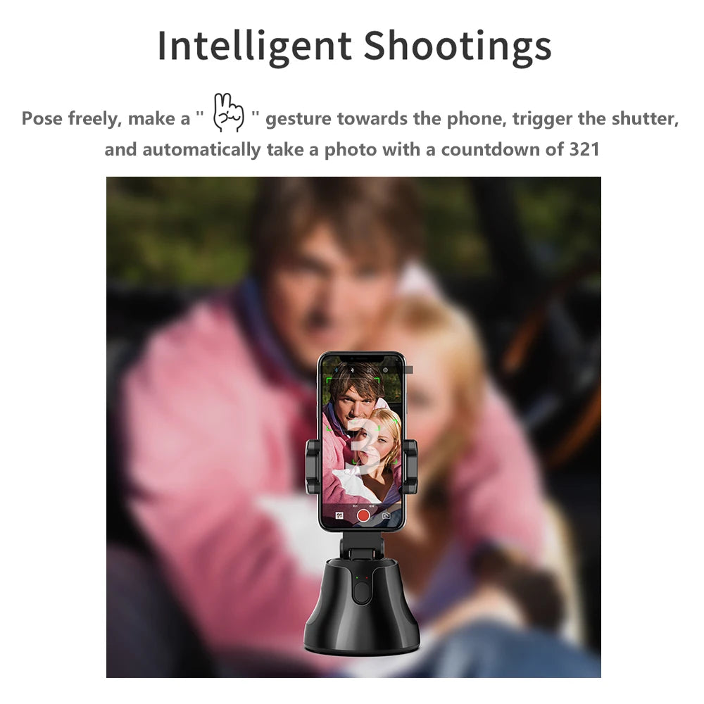 AI automatic face and body tracking phone holder/download APP, 360° rotating tracking tripod, intelligent shooting bracket