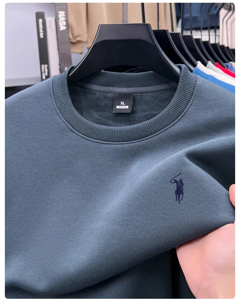 Designer brand men's round neck sportswear autumn new item thickened warm luxury pony print loose casual Paul pullover