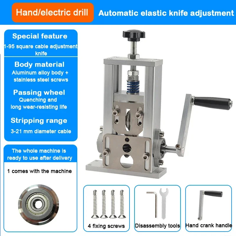 Manual Wire Stripping Machine Automatic 3-21mm 1-30 square Copper Cable Scrap Recycle Alloy Steel Cable Peeling Stripper Blade
