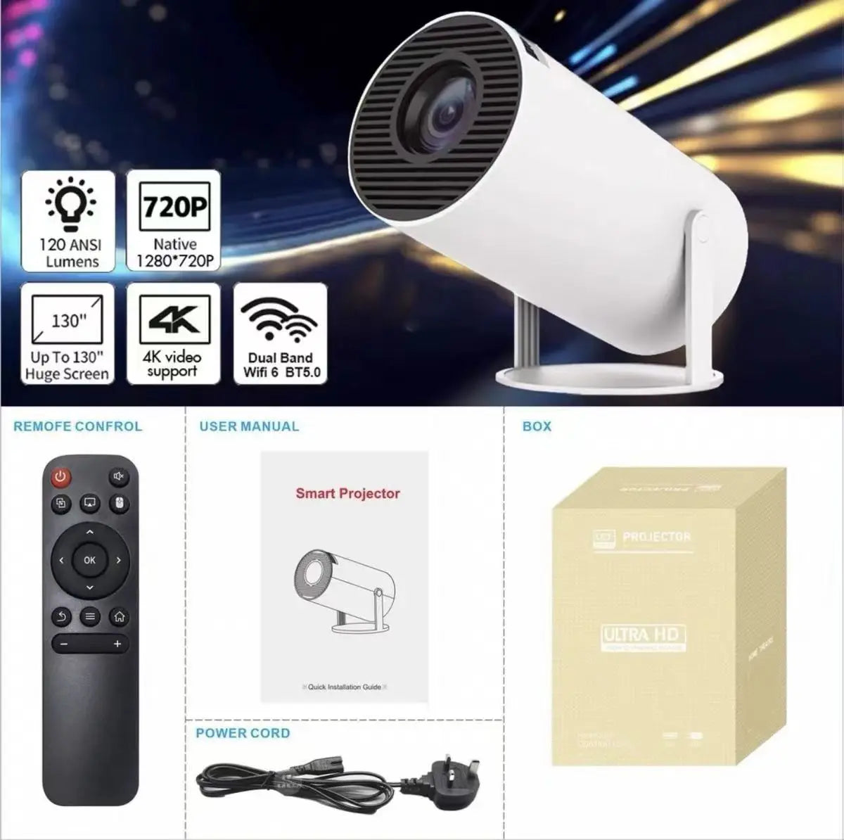 Hy300 Pro And FY300 new Projector 4K  Wifi 1080P 1280*720P HD Home Cinema Outdoor Portable Video Movies Led Mini Projetor