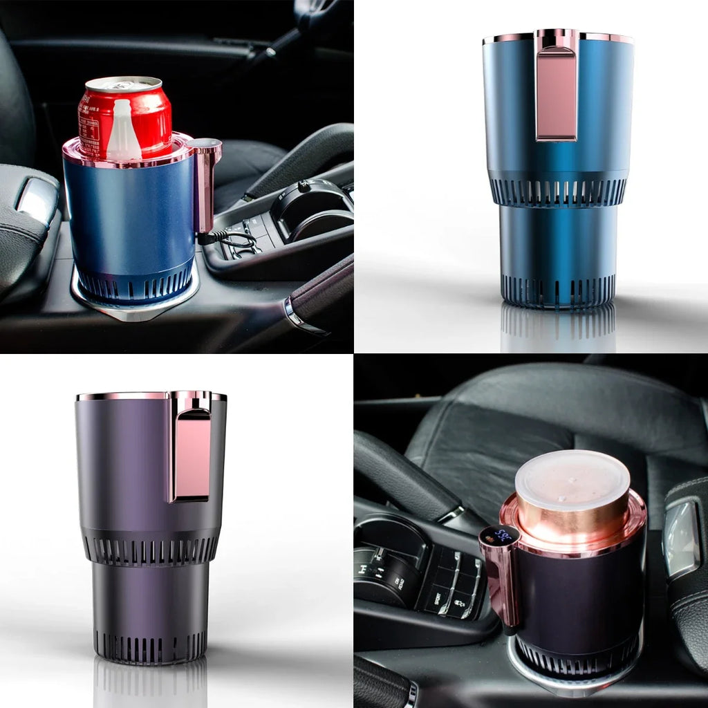 Smart Car 2-In-1 Hot and Cold Cup Drinks Holder Home Fast Refrigeration Cooling/Heating Mini Touch Screen Beverage Mug Drink Can