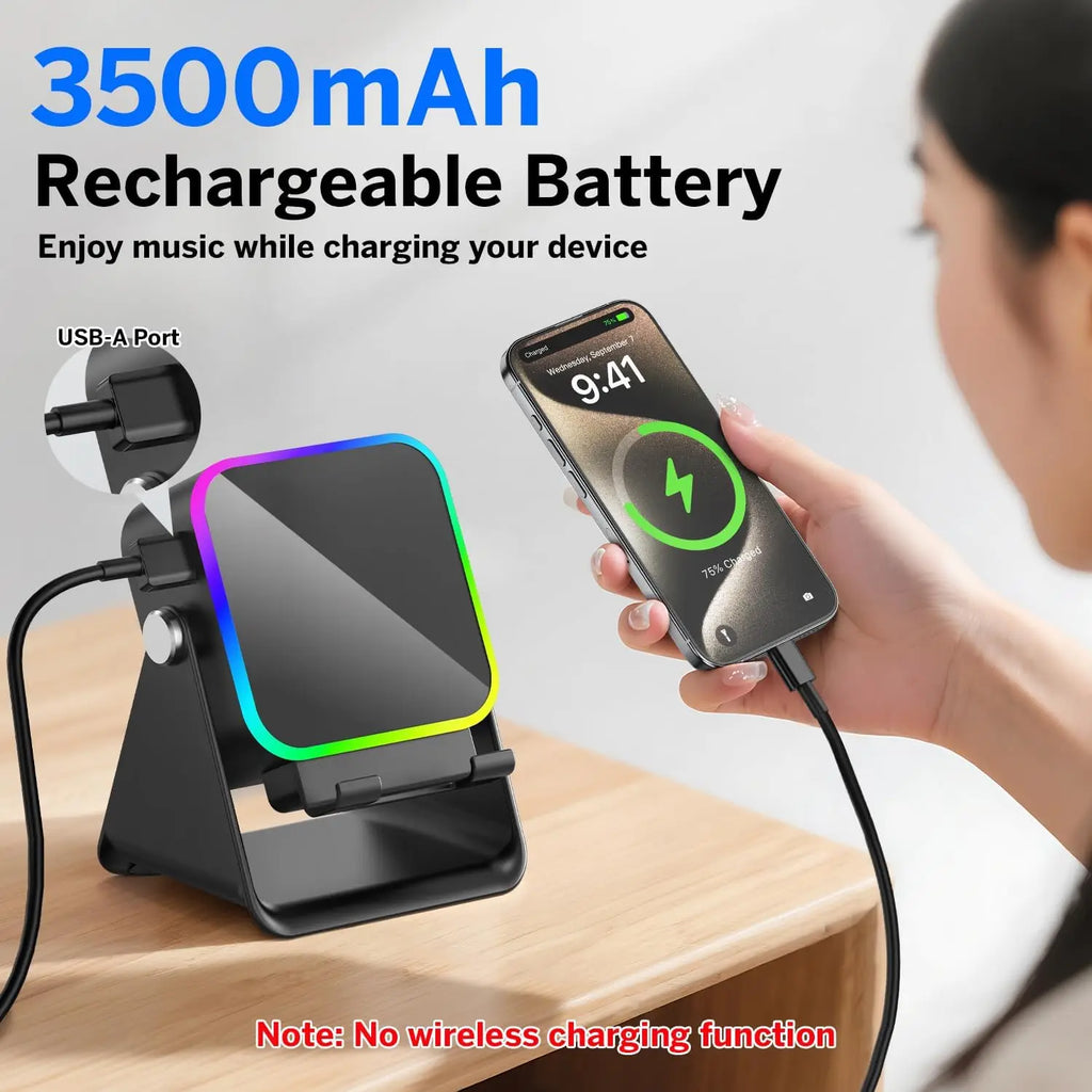 NEW 5 In 1 Auto-induction Wireless Induction Speaker 8 Mode RGB Light Phone Stand Surround Sound Portable Bluetooth Phone Holder