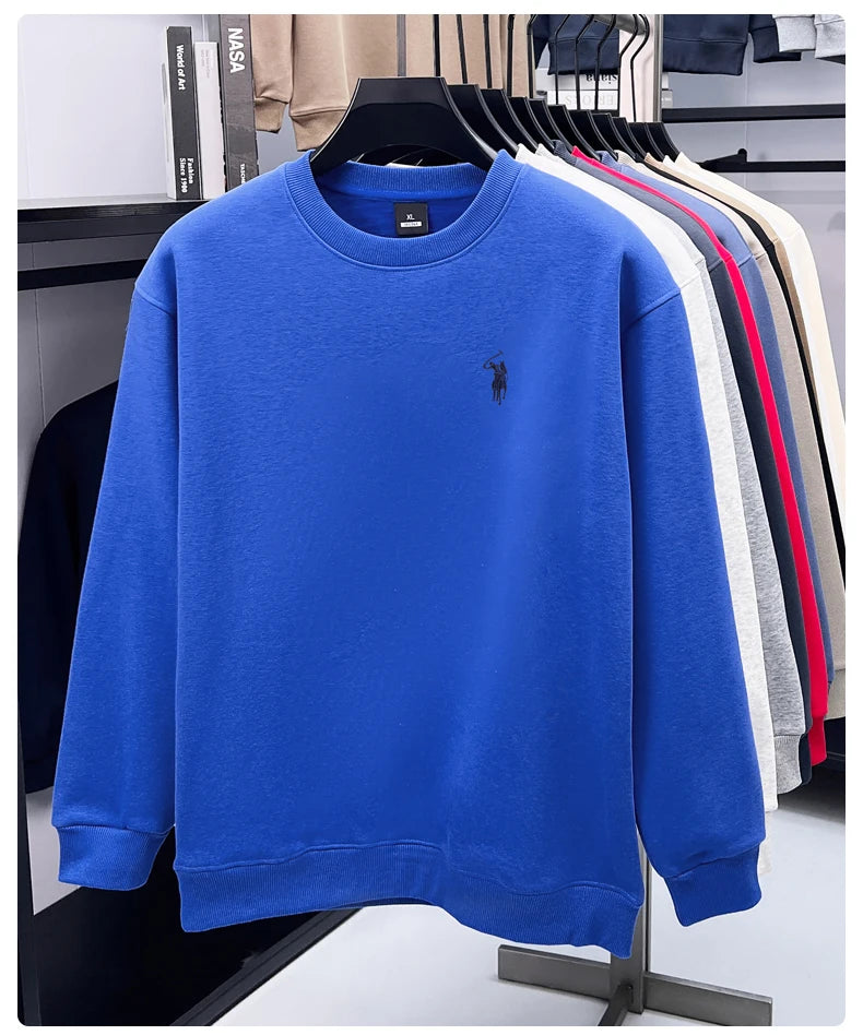 Designer brand men's round neck sportswear autumn new item thickened warm luxury pony print loose casual Paul pullover