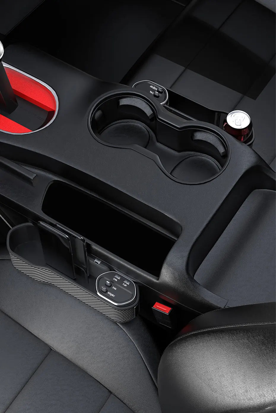 SEAMETAL Car Seat Gap Filler Organizer With Cup Holder Front Seat Console Side Pocket With Wireless Charging,Type-C,Lightning