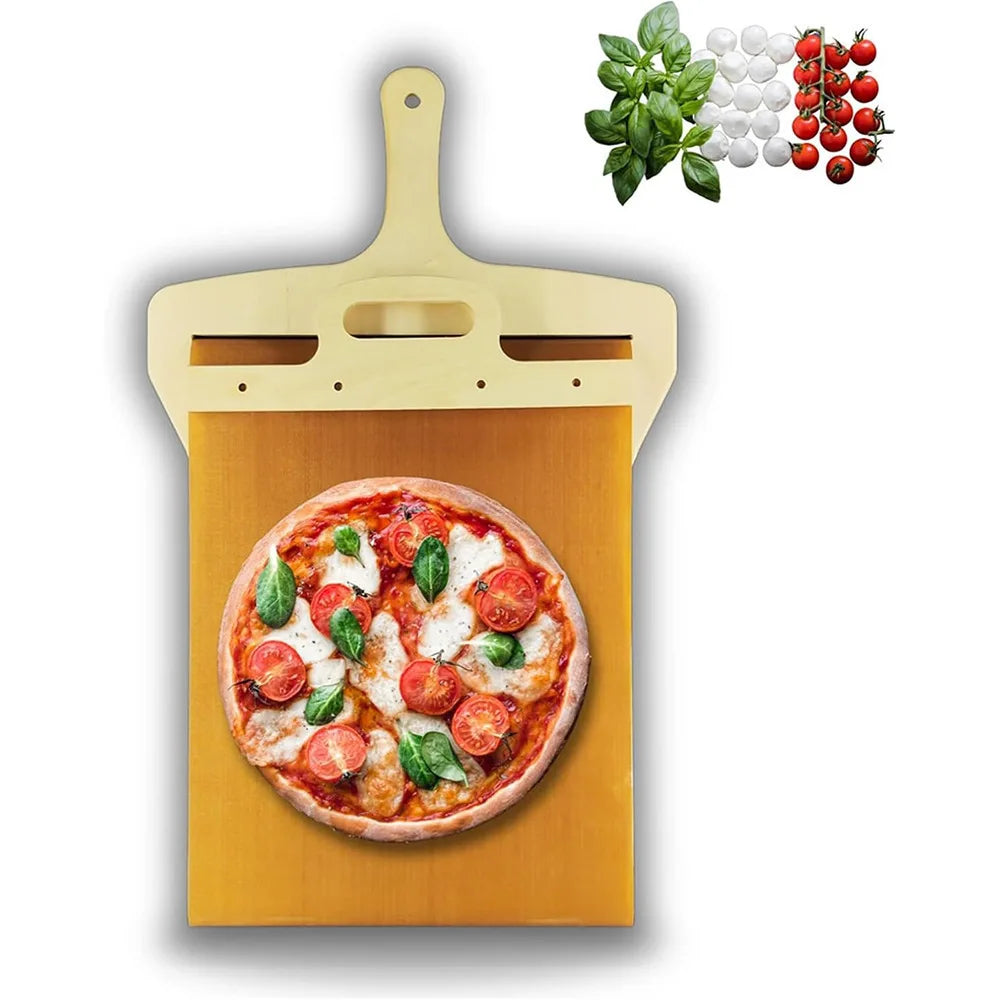 1pcs Portable Sliding Pizza Shovel Dough Tray Sliding Pizza Peel Non-Stick Spatula Paddle with High Temperature Cloth