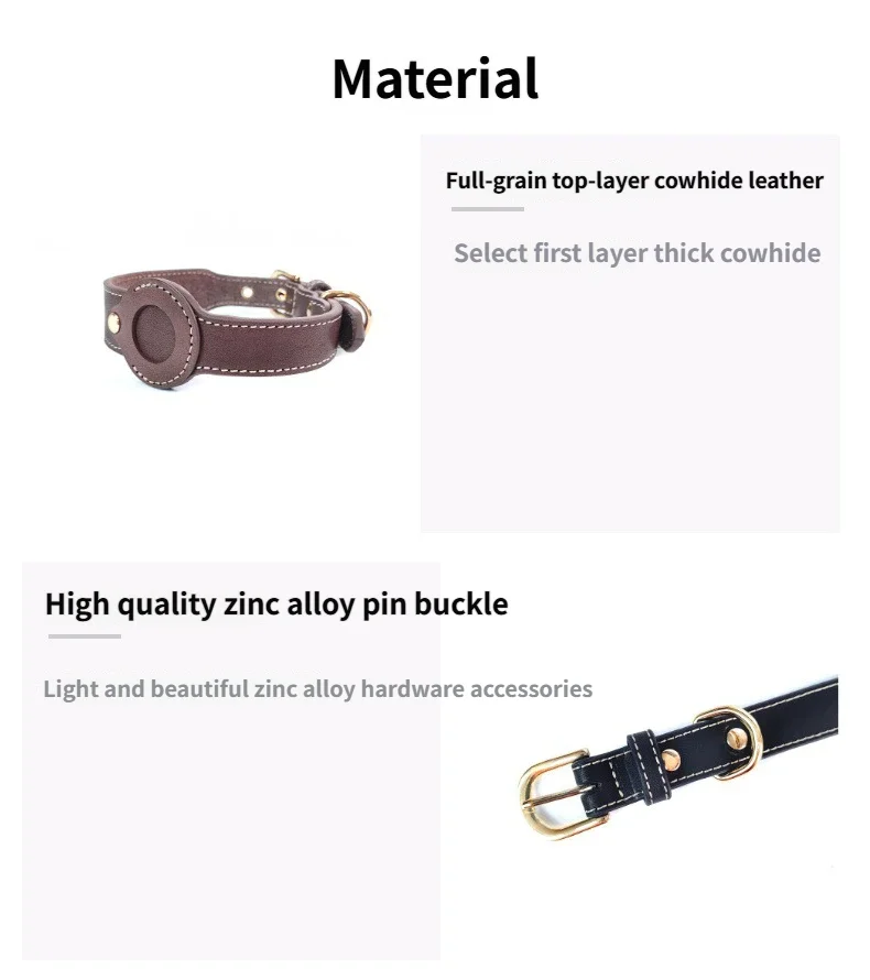 Leather AirTag dog Collar Genuine and Heavy Duty handmade pet collar with Air Tag Holder Lightweight GPS Pet Collars