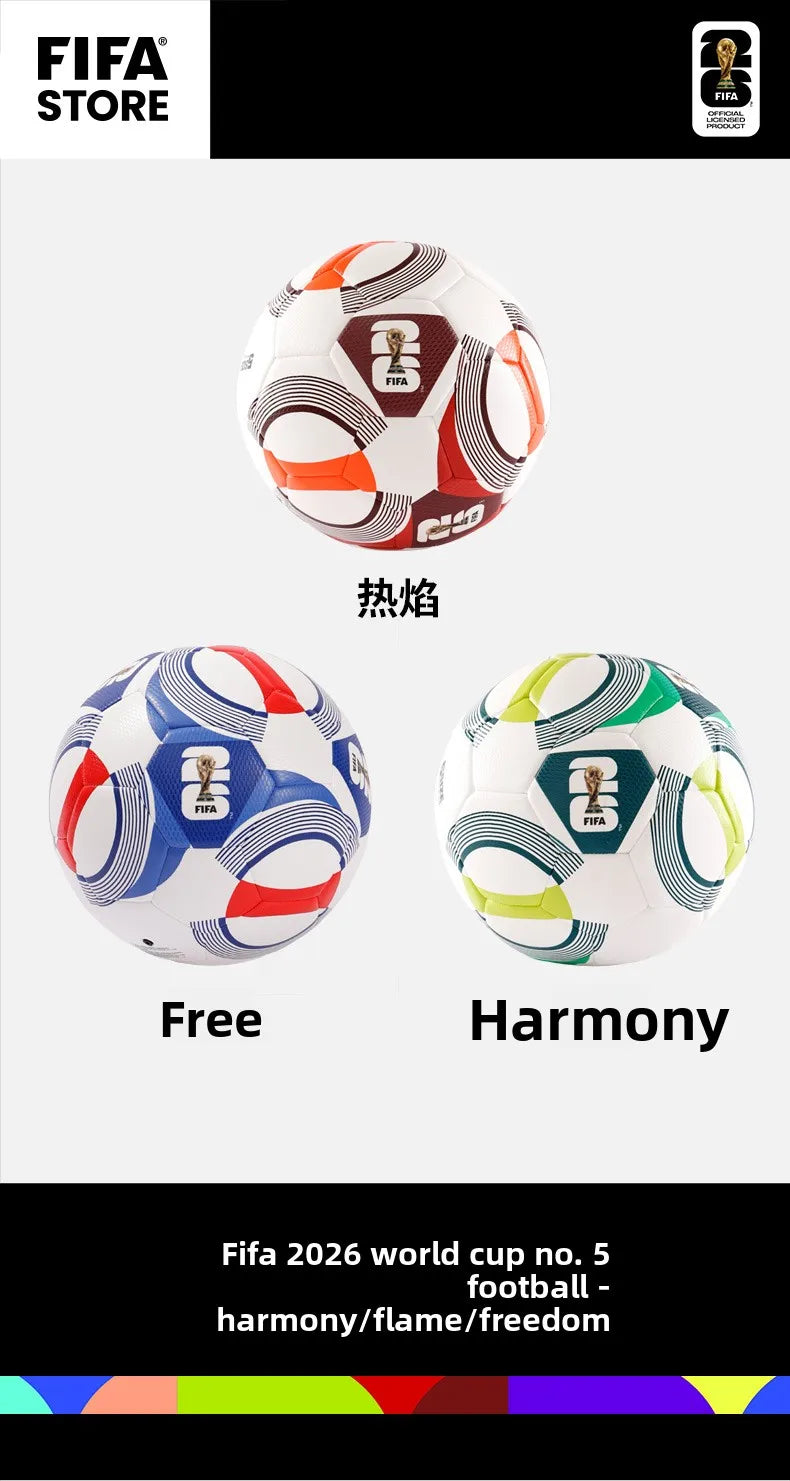 FIFA 2026 World Cup USA Canada Mexico Size 5 Soccer Ball Official Match Training for Adults Youth Students Wear-Resistant PU