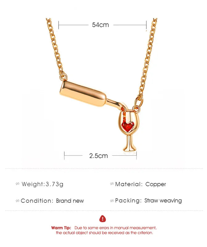 2022 Fashion Silver Color Cup Necklace Wine Glass Pendant Chic Choker Necklaces For Girl  Daily Punk Party Accessories