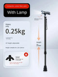 Carbon Fiber crutches for Walking Stick with Light Elderly Hiking Cane Night Lighting Stretchable cane with lamp for Walking Saf