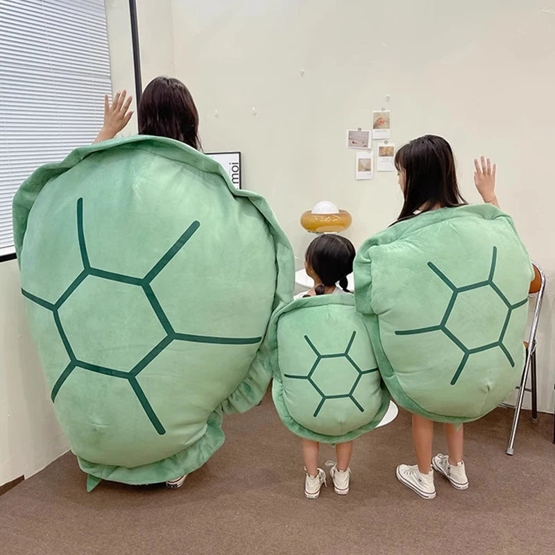 Wearable Turtle Shell Plush Pillows Stuffed Soft Tortoise Turtle Shell Stuffed Animal Costume Plush Dress Up Cushion Funny Toy