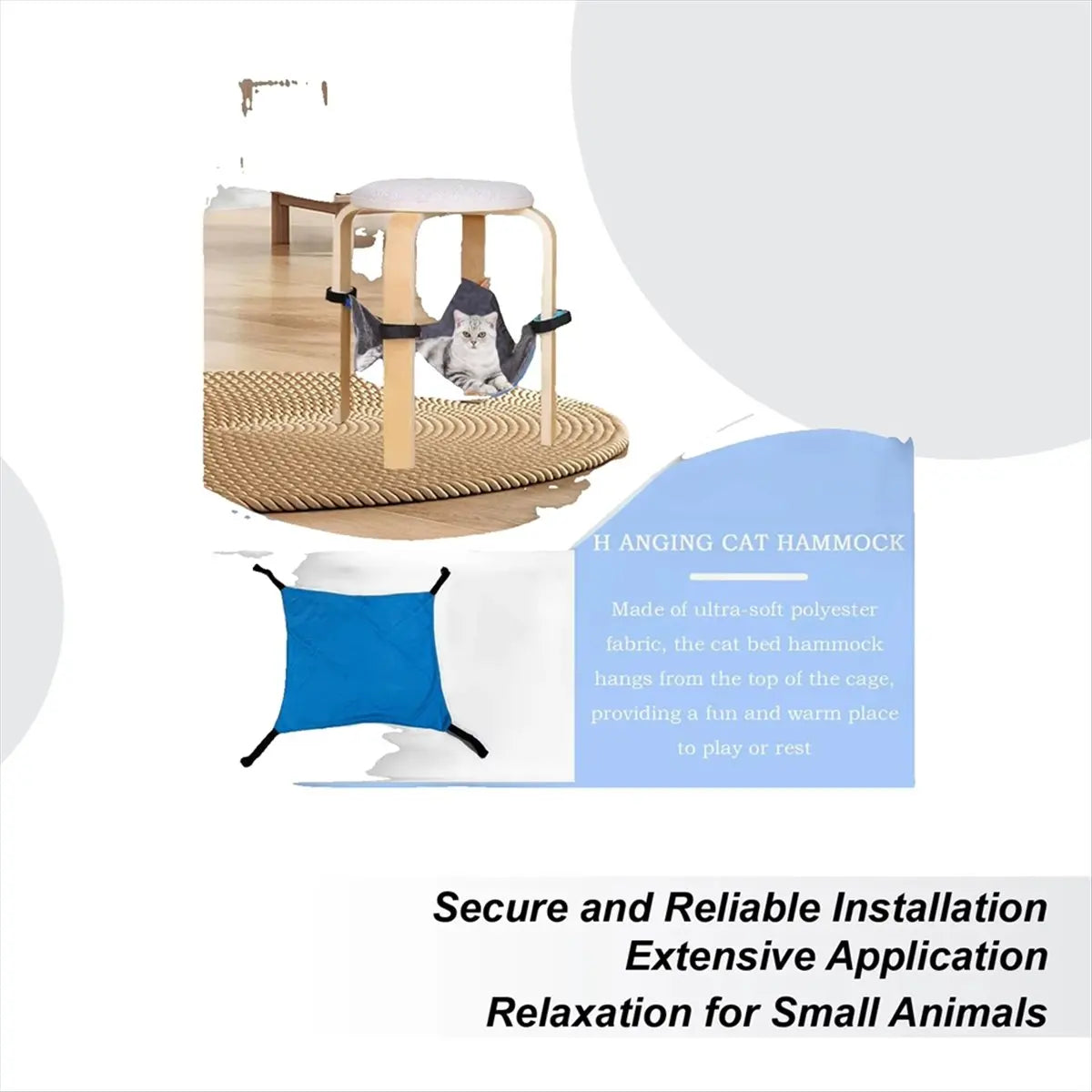 A96K-Adjustable Cat Hammock Bed Cage Accessories For Ferret Puppies Rabbits Small Animals Tree Indoor House Cat Swing Bed