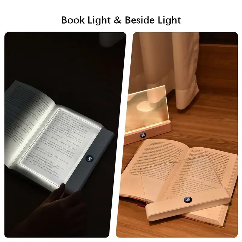 LED Book Light Rechargeable Reading Lights for Books in Bed Eye Caring 3 Color Stepless Dimming Flat Book Light for Book Lovers